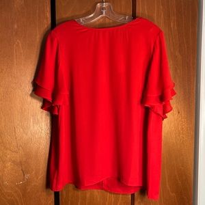 NWT Ann Taylor Red Flutter Sleeve Blouse
